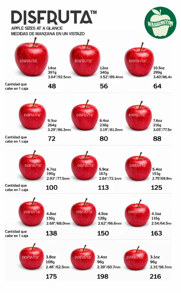 Red Delicious Apple Size Chart Disfruta™.webp