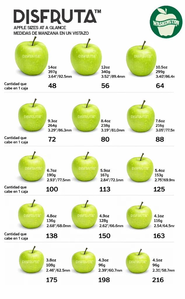 Granny Smith Apple Size Chart Disfruta™.webp