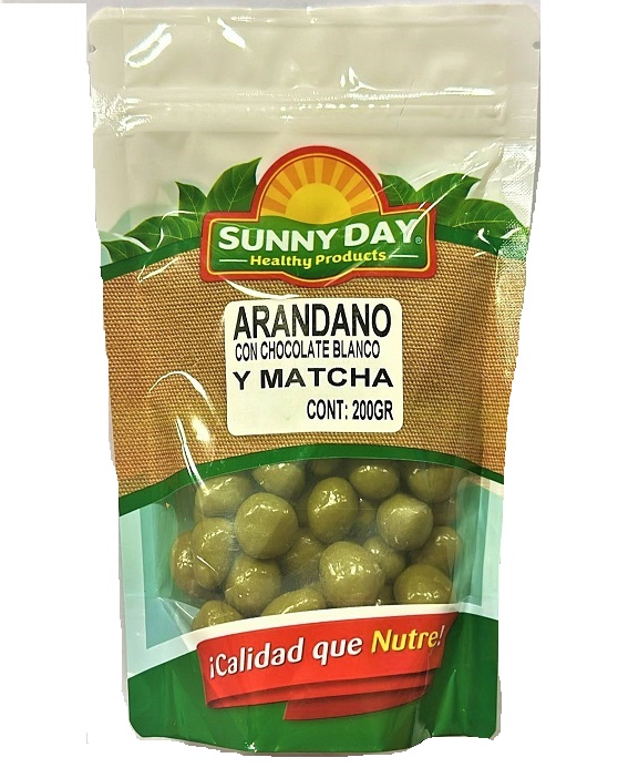 Arándano Rojo D&C Con Chocolate Blanco & Matcha | SunnyDay®  | Pack200Gr                                                                               