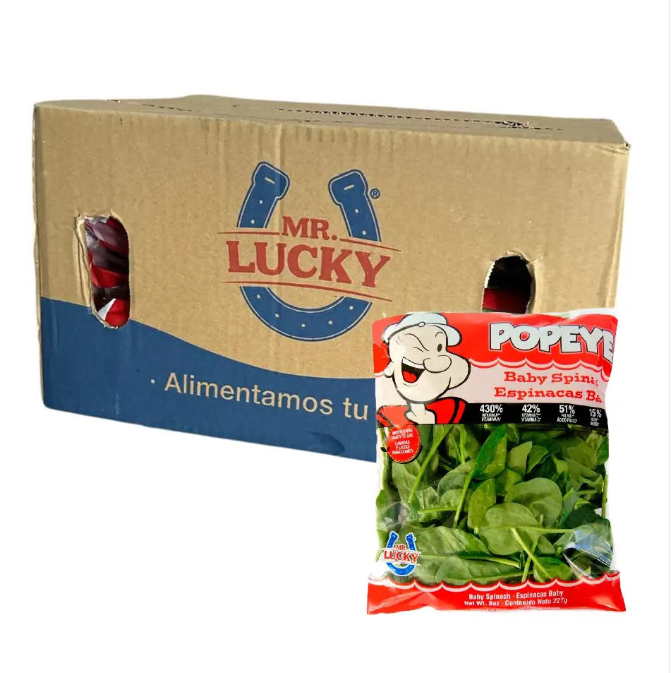 Espinaca Baby Popeye® | Mr. Lucky® | Guanajuato | C-CTN 12 Pack/227Gr                                                                            