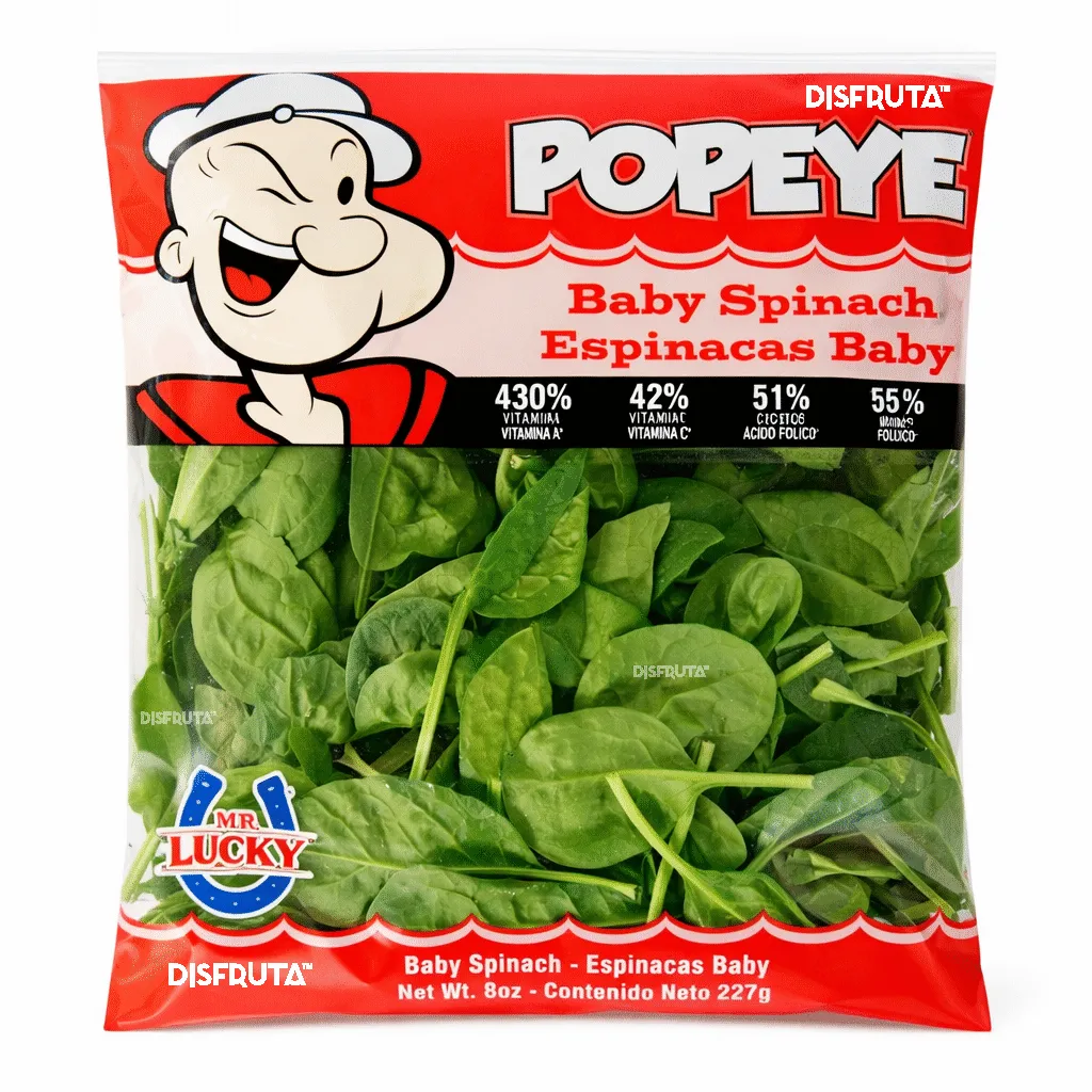Espinaca Baby Popeye® | Mr. Lucky® | Guanajuato | Pack 227Gr-8Oz                                                                               