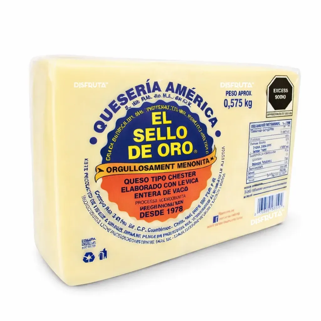 Queso Tipo Chester | Sello De Oro® | Chihuahua | Pack 575Gr                                                                               