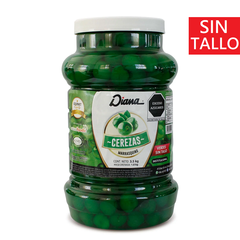 Cerezas Verdes en Almíbar | Sin Tallo | Diana® | CIL 3.5Kg.Neto-Dren1.8Kg (copia)