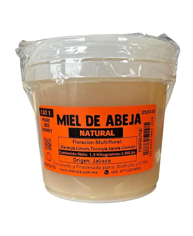 Miel de Abeja | Floración: Cítricos | Jalisco | Cub 1.3KG                                                                              