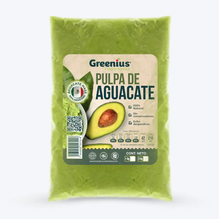 Aguacate Congelado | IQF | P. Pulpa | Greenius® | Pack 1KG
