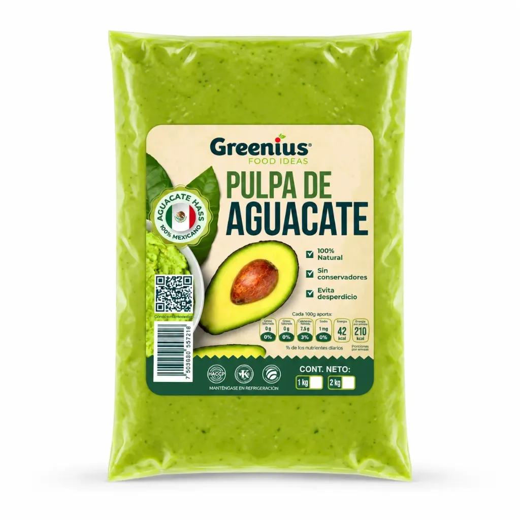 Aguacate Congelado | IQF | P. Pulpa | Greenius® | Pack 1KG
