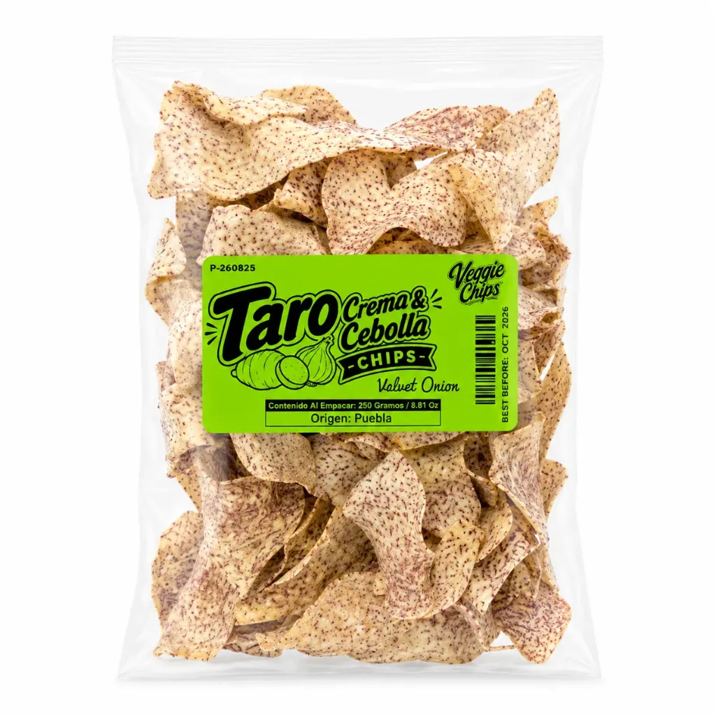 Cream & Onion Taro Chips | Veggie Chips | Puebla | Pack 8.81Oz                                                  