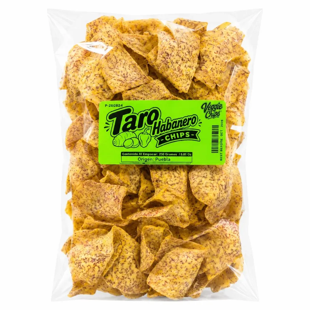 Habanero Spicy Taro Chips | Veggie Chips | Puebla | Pack 250GR                                                                                 