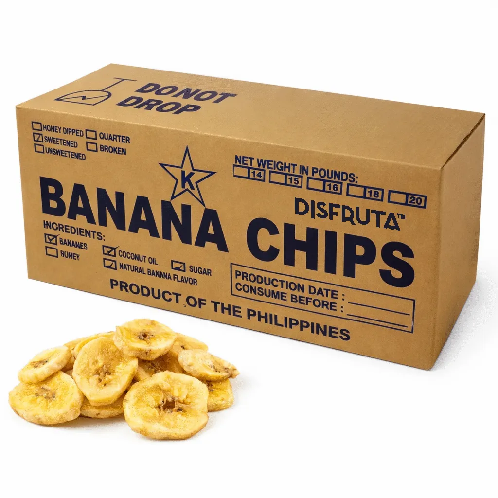 Banana Chips | Whole Sweetened | Filipinas | C-CTN 6.8Kg-15Lb