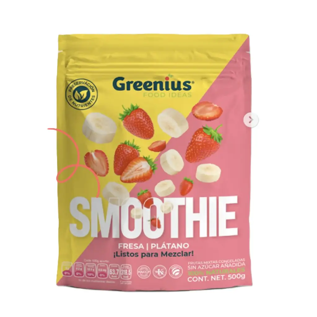 Smoothie Fresa & Plátano | Greenius® | Pack 500Gr 