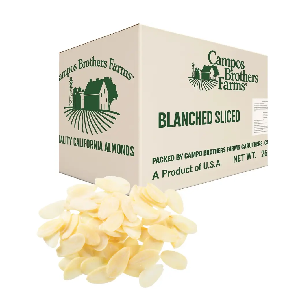Sliced Almonds | Blanched | Campos Brothers Farms® | California | C-CTN 25Lb-11.34 Kg