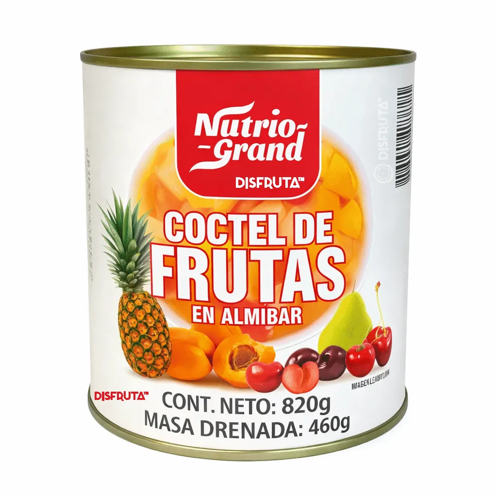 Coctel de Frutas en Almibar | Cubos | Nutrio-Grand® | China | Lata 820gr | Dren. 460gr                                                                                   