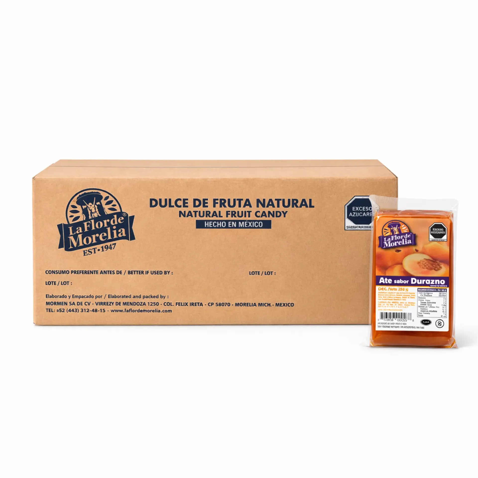 Ate de Durazno | La Flor de Morelia® | C-CTN 24 Pack 250Gr