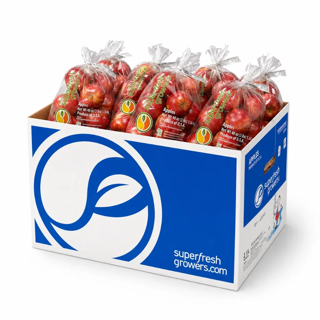 Red Delicious Apple | 2 1/4" Bags | Superfresh Growers® | Washington | CTN-BX ±40Lb