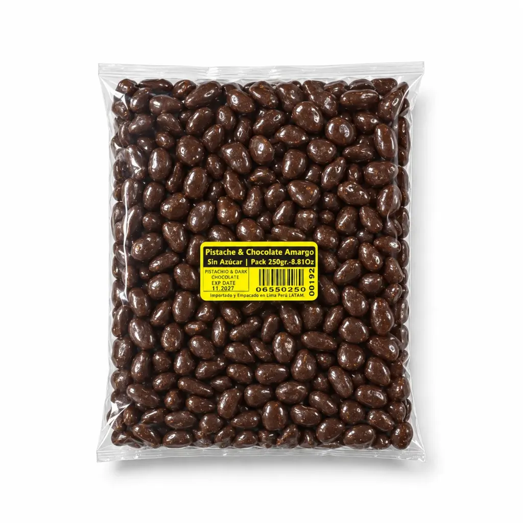Pistache & Chocolate Amargo |  S/Azúcar | California | Pack 250Gr-8.81 Oz
