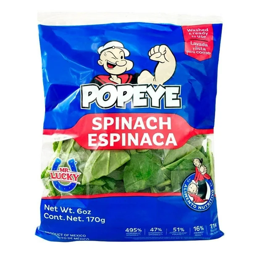 Espinaca Popeye® | Mr. Lucky® | Guanajuato | Pack 284Gr-10 Oz                                                                             