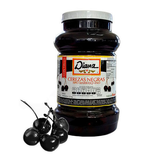 Cerezas Negras en Almíbar | Con Tallo | Diana®  | CIL 3.5Kg.Neto/Dren1.5Kg                                                                             